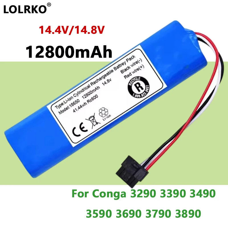 New 14.8V 12800mAh 4S1P Li-ion Battery Good Quality For CECOTEC Conga 3290 3390 3490 3590 3690 3790 3890 Robot Vacuum Cleaner
