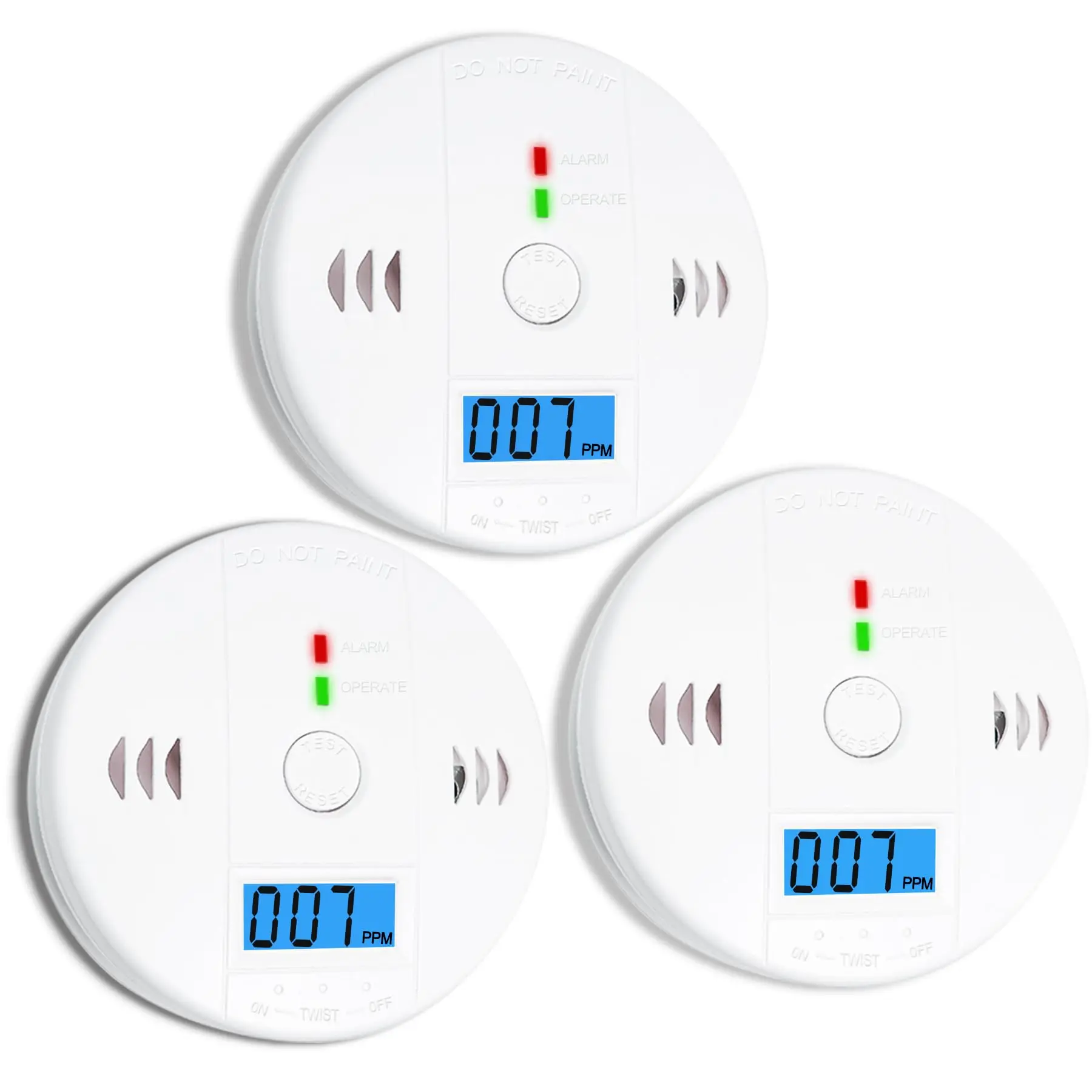 Carbon Monoxide Detector - Battery Powered, LCD Display, Home Safety Essential   ﻿