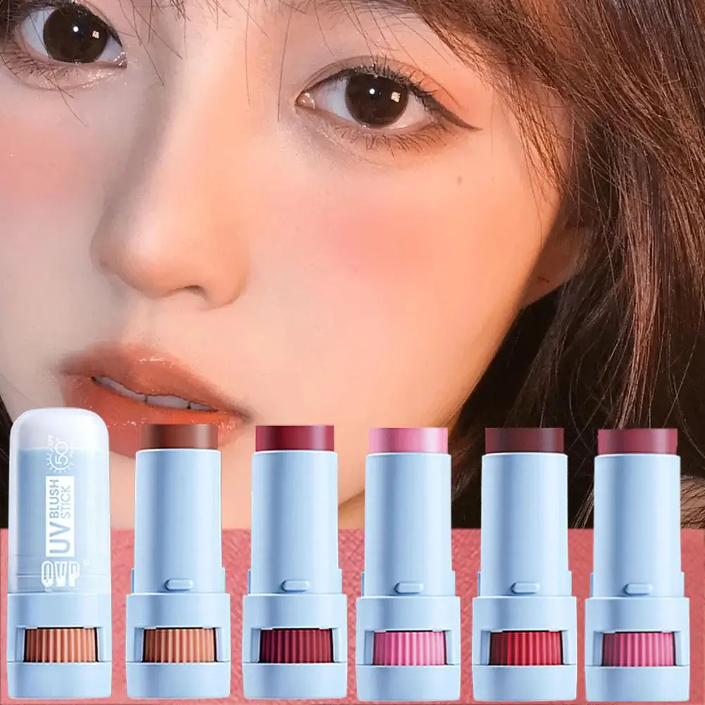 Matte Blush Stick with Natural Satin Finish Offers 5 Color Shades Moderate Coverage Long-lasting Nourishing Skin Care Makeup