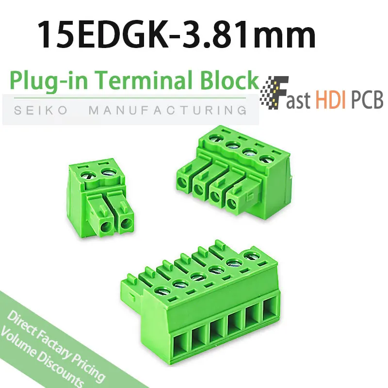 공구 불필요 3.81mm 플러그 | 2-24P 옵션 | 구리 합금 & RoHS 준수 | 프레스 핏 설치 | 제어 패널 및 IoT 기기