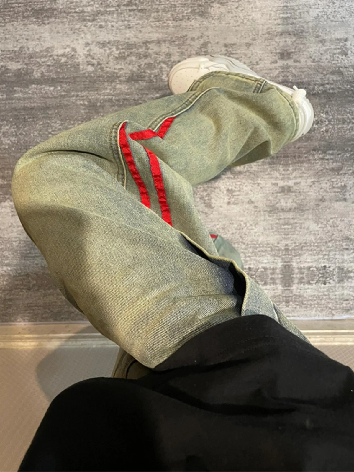 

Синие джинсы из денима для мужчин, летние, в американском стиле High Street, прямые брюки премиум-класса, молодежные, модные, износостойкие