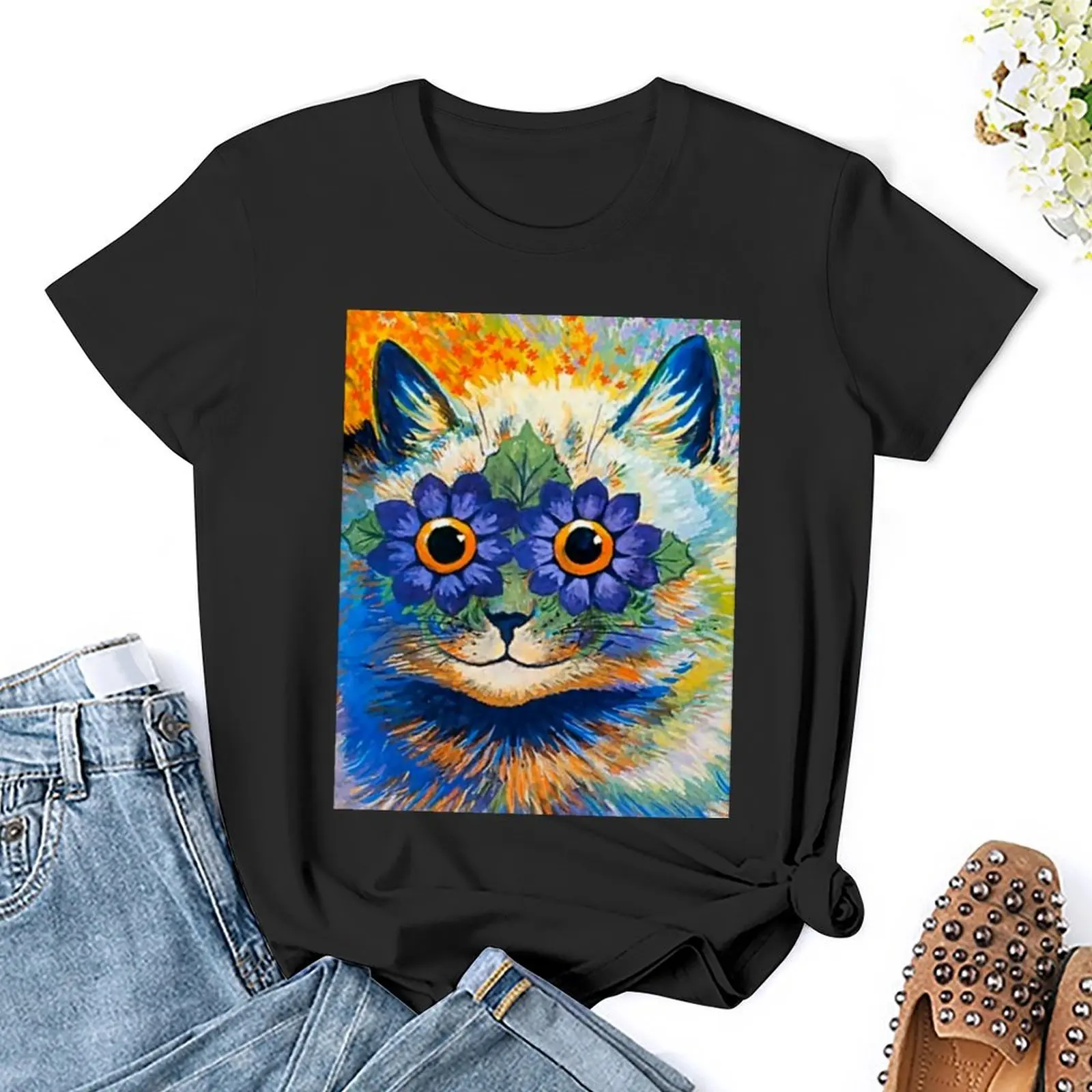 “Cat With Blue Petals” by Louis Wain T-Shirt cute clothes cute tops aesthetic clothes tops clothes for woman