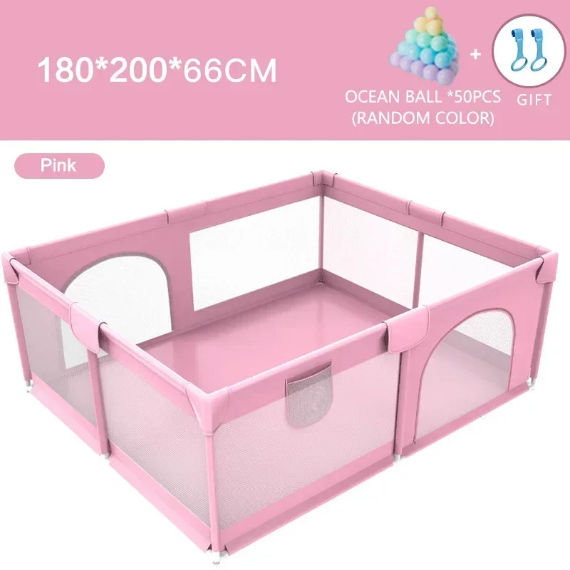 180 * 200CM Child Safety Baby Fence Playground Arena Children's Collision Barrier Double-layer Free Pull Tab And Ball