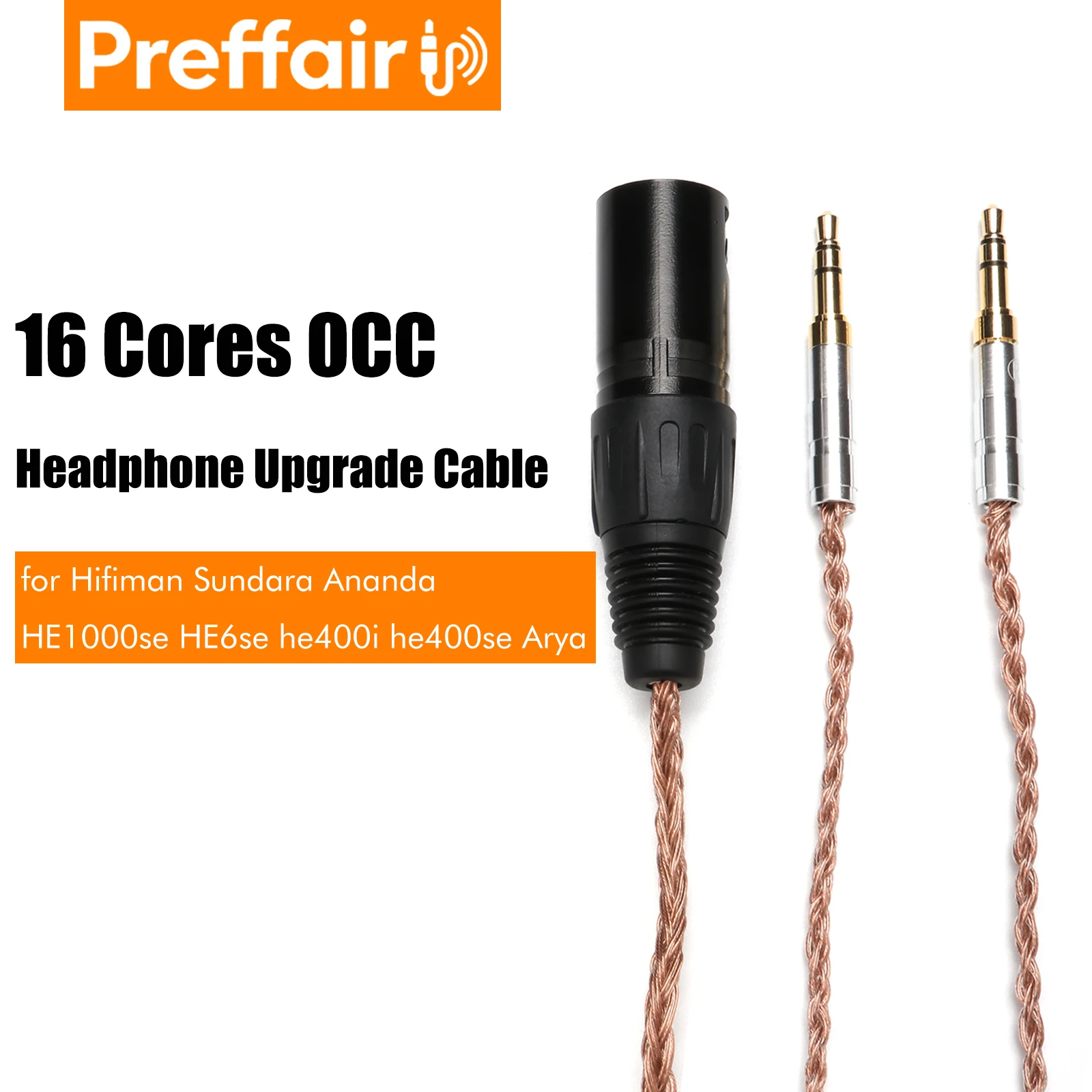 HiFi XLR Balanced 16 cores 99% Pure 7N OCC Copper Headphone Cable for Sundara Ananda HE1000se HE6se he400i he400se Arya