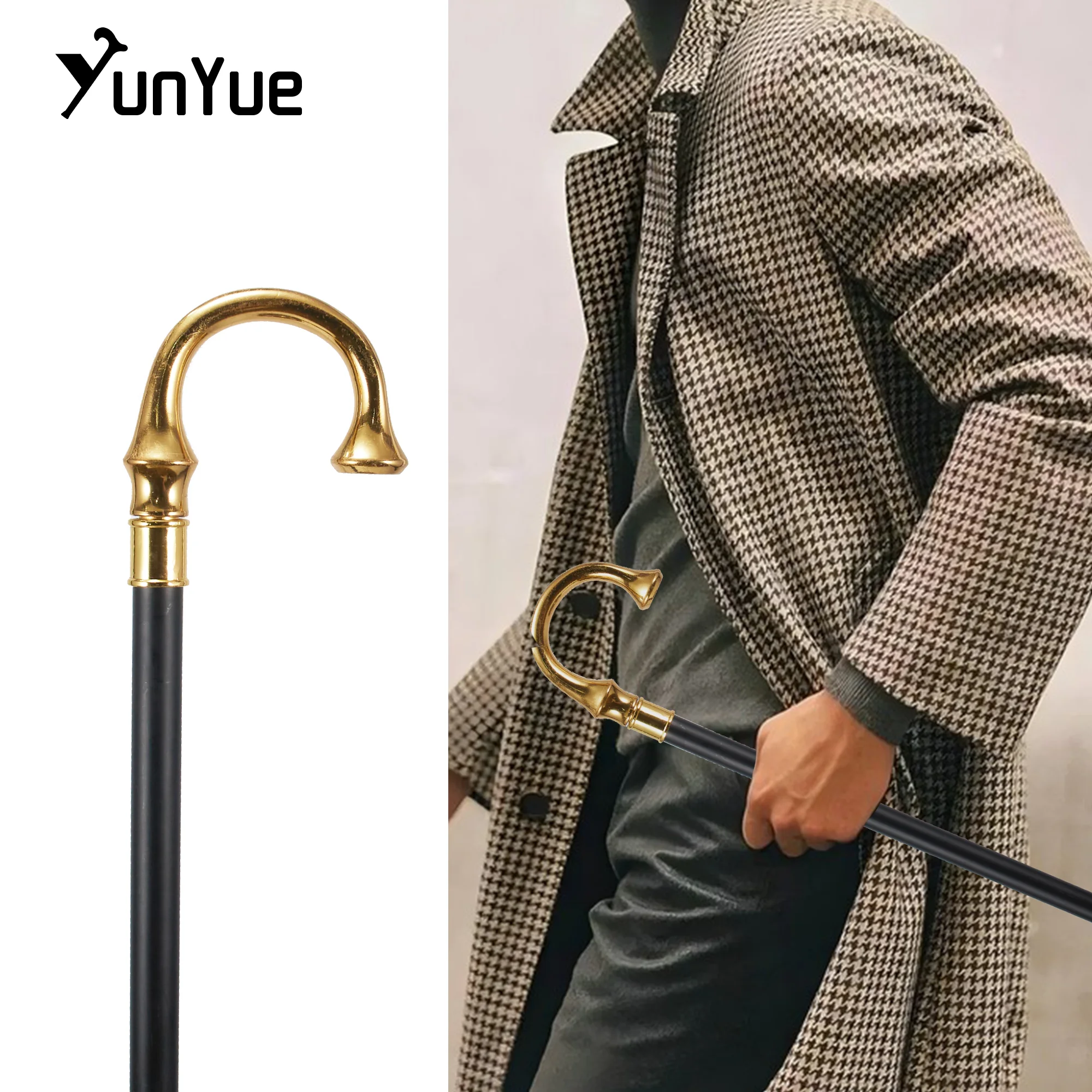 Gold Umbrella Handle Fashion Walking Stick Party Decorative Walking Cane Gentleman Elegant Vintage Handmade Collection Crutches