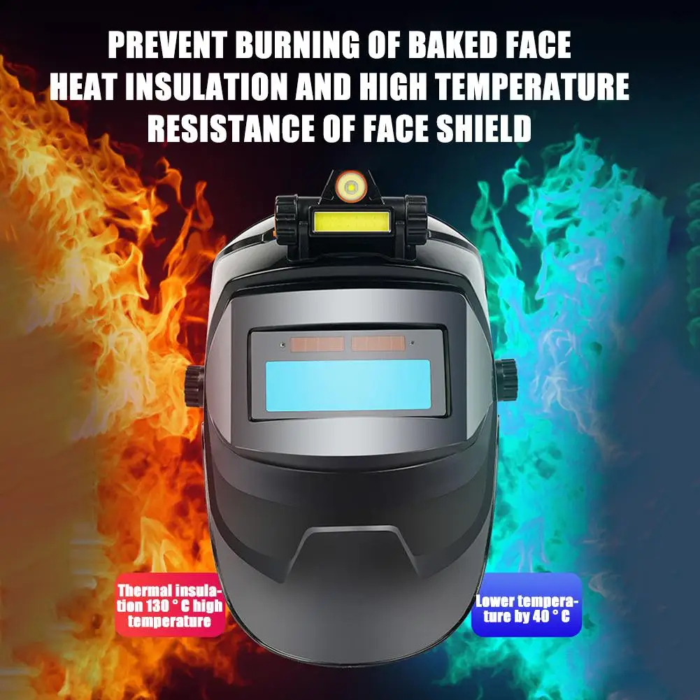 1pc Automatic Dimming Electric Welding Mask with Head Lamp Adjust Large Viewing Area Automatic Welding Facemask