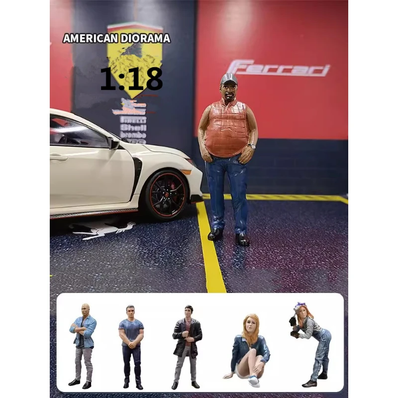 1/18 Scale AMERICAN DIORAMA Car Scene Accessory Dolls Diecast Resin Fashion Muscular Man Beauty Collection Display Toys Gifts