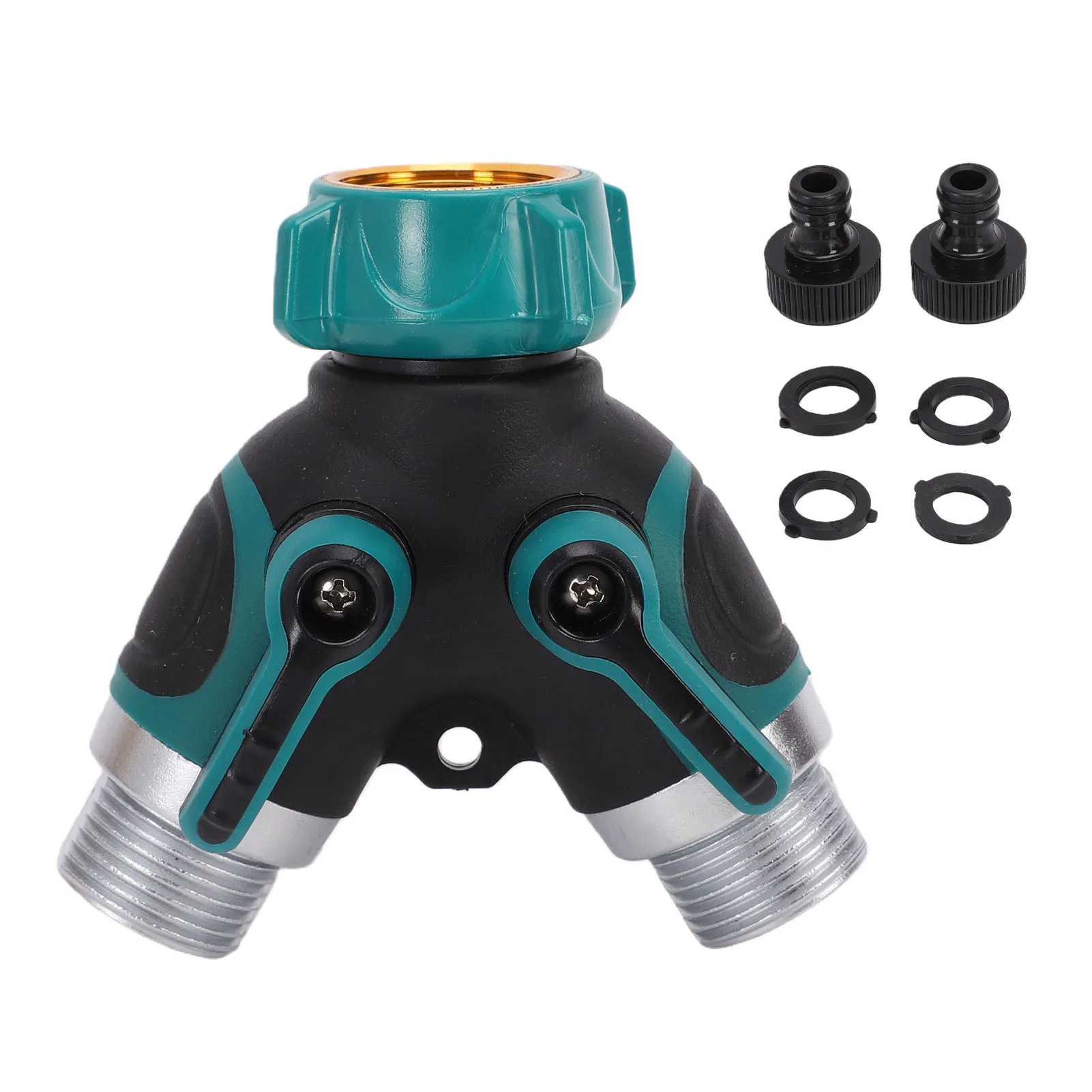Garden Hose Splitter 2 Way 3/4in Male Female Thread Tap Y Type Watering Connector Distributor for Outdoor Faucet