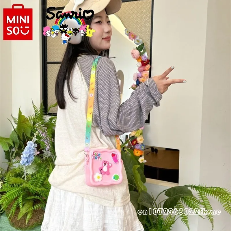 Miniso 2024 New Children's Crossbody Bag Fashion High Quality Silicone Women's Zero Wallet Cartoon Versatile Girl Storage Bag