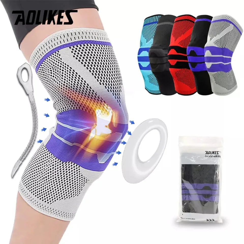 AOLIKES Knee Brace for Men Women Silicone Gel Spring Support Knee Pads Workout Meniscus Tear Joint Pain Relief Knee Sleeve