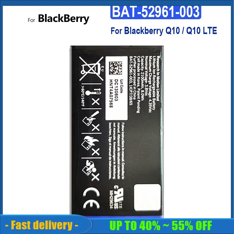 BAT-52961-003 BAT52961003 2100mAh Mobile Phone Battery For Blackberry Q10/Q10 LTE/Q10 LTE SQN100-1 Smartphones Batteries