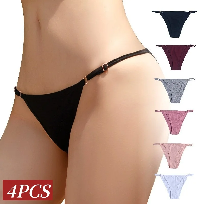 

4Pcs/Set Sexy Cotton Briefs Women Solid Color Comfort Panties Female Low Rise Underwear Breathable Intimates Lingerie