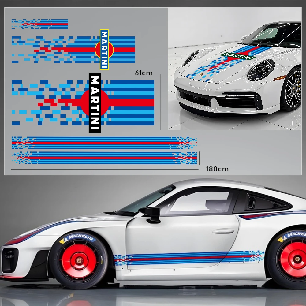 For Martinis Racing Stickers Hood Body Head Bumper Sticker UV Transparent Film Vinyl Motorcycle Decal Car Tuning Accessories