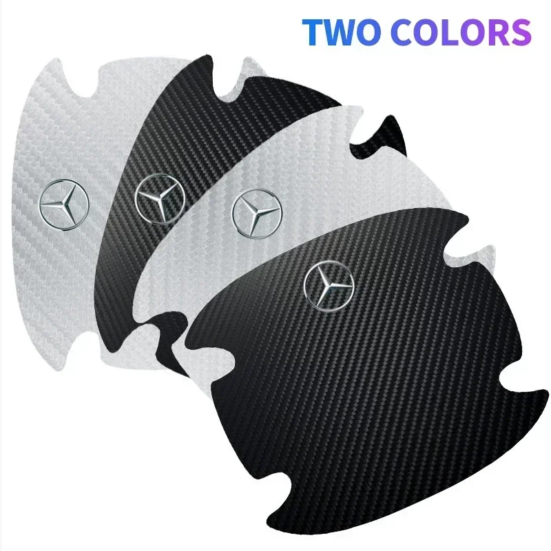 4Pcs/set Carbon Fiber Car Door Bowl Handle Anti-Scratches Sticker For Mercedes Benz AMG W204 W205 W211 W212 W213 W176 GLA CLA