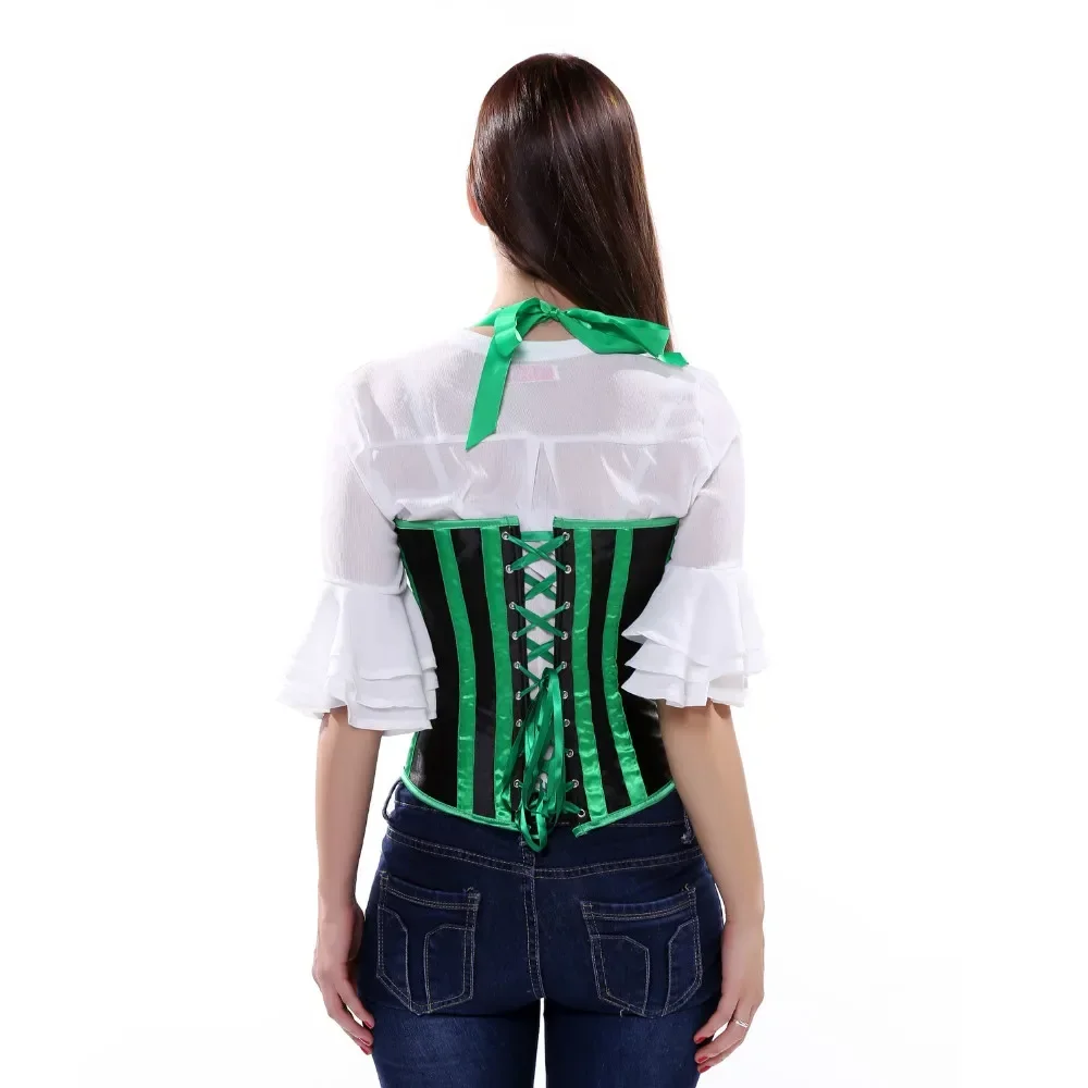 Womens Corset Underbust Satin Corsets Sexy Striped Bustier Casual Bustiers Bodyshapers Party Clubwear Costumes Fashion Outfits
