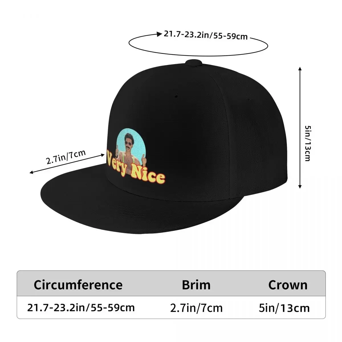 Unisex Baseball Hats Borat Very Nice, Digital Artwork Outdoor Streetwear Summer Sports Baseball Caps Hip Hop Cap Casquette