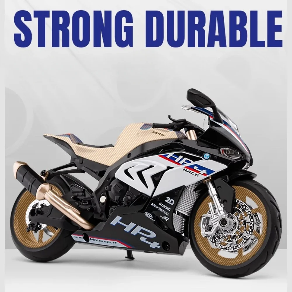 1:12 Scale BMW HP4 Motorcycle Model Car Toy Alloy Diecast Light Music Shock Absorption Motor Miniature Models Kids Birthday Gift