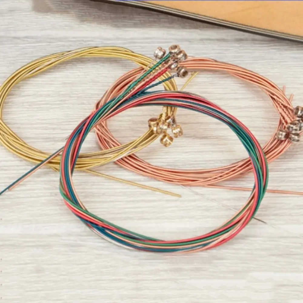 6Pcs/Set Acoustic Guitar Strings Rainbow Colorful Guitar Strings E-A For Acoustic Folk Guitar Classic Guitar Multi Color Parts