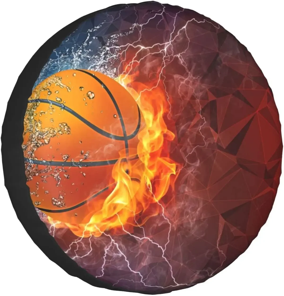 Basketball Flames and Waterdrops Printed Spare Tire Cover Waterproof Tire Wheel Protector for Car Truck SUV Camper Trailer Rv 14