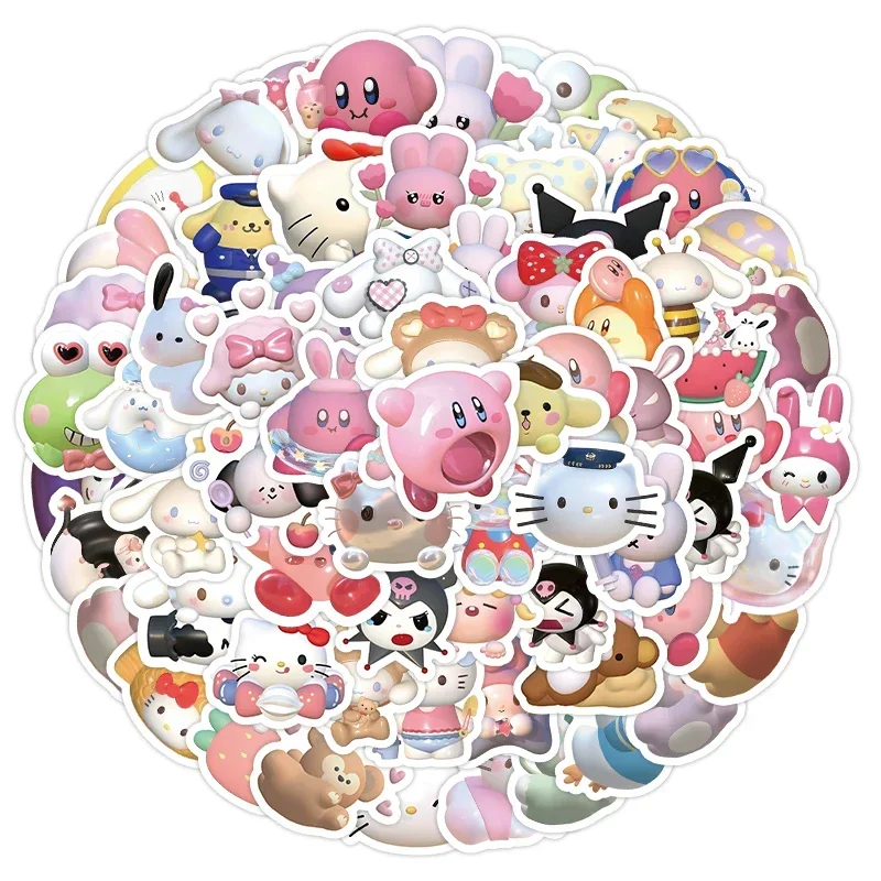 50/100 pz 3D stereoscopico Sanrio adesivi carino fai da te decorativo impermeabile adesivi Anime Kuromi My Melody kawai cassa del telefono