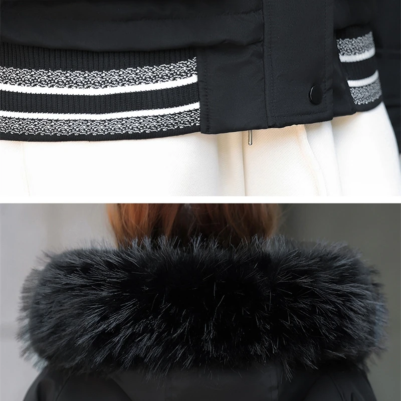 Épais chaud hiver vers le bas coton rembourré vestes grand col de fourrure ample court femmes Parka prévenir le vent matelassé veste manteaux JJ274