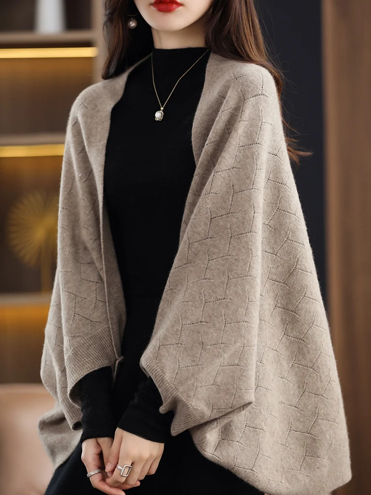 Meetc luxo feminino 100% caxemira oco xale espinha de peixe padrão cachecol quente moda versátil capa outono inverno acessório
