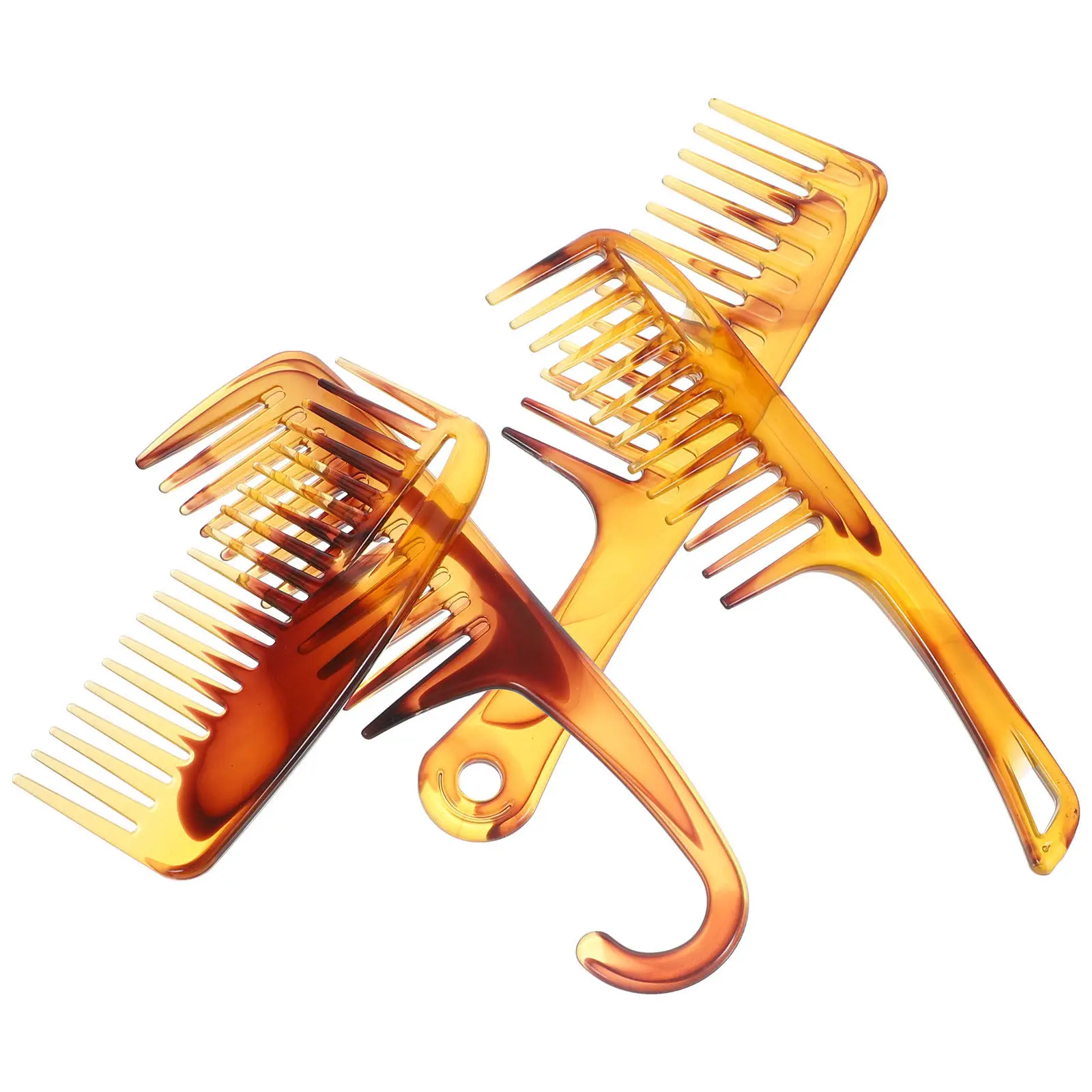 

1 Set Vintage Hair Comb for Men Plastic Wide Teeth Hair Comb Amber Color Portable Lightweight Comfortable Detangling Styling