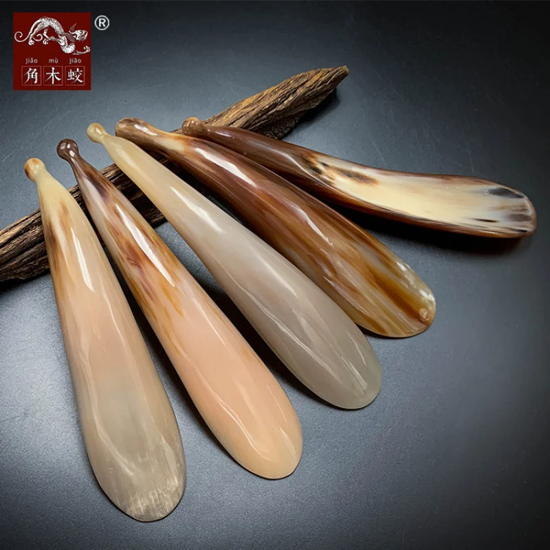 Horned Yak Horn Scraping Board Massage Beauty Stick, long and thick