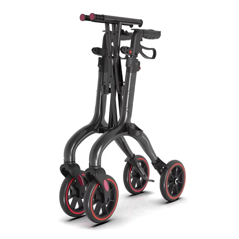 Baichen Full Carbon Fiber 5.7KG ultra Light Foldable Seniors Rehabilitation Patient Stand up Walking Aid Rollator With Seat