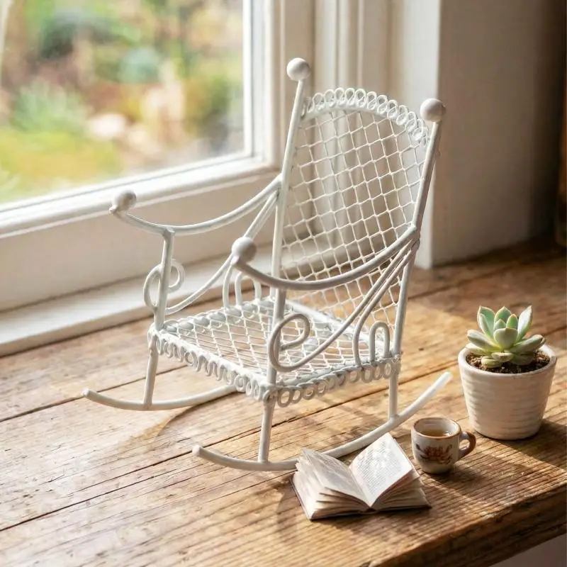 

1/3 шт. Миниатюрная железная мебель для кукольного домика: стол, стул, декоративный элемент для сада, аксессуар для украшения миниатюрного дома