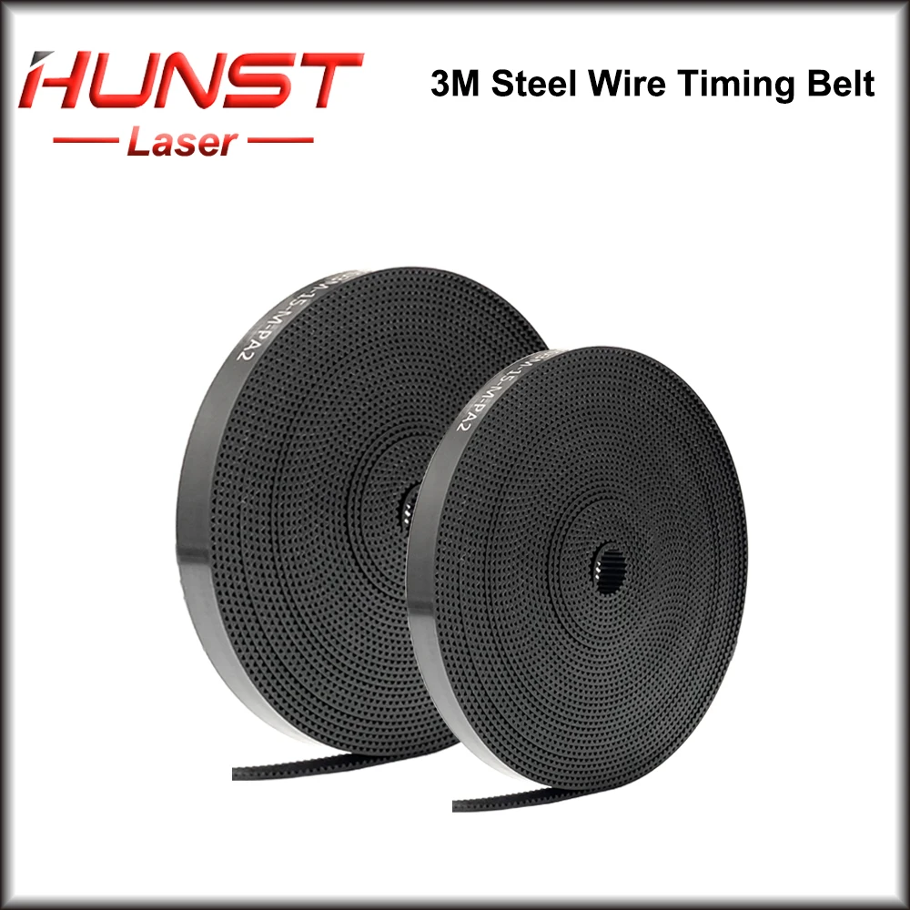 HUNST HTD 3M 15mm / 20mm Timing Belt Width 15mm Polyurethane With Steel Wire Color Black Open Belt for Laser Engraving CNC