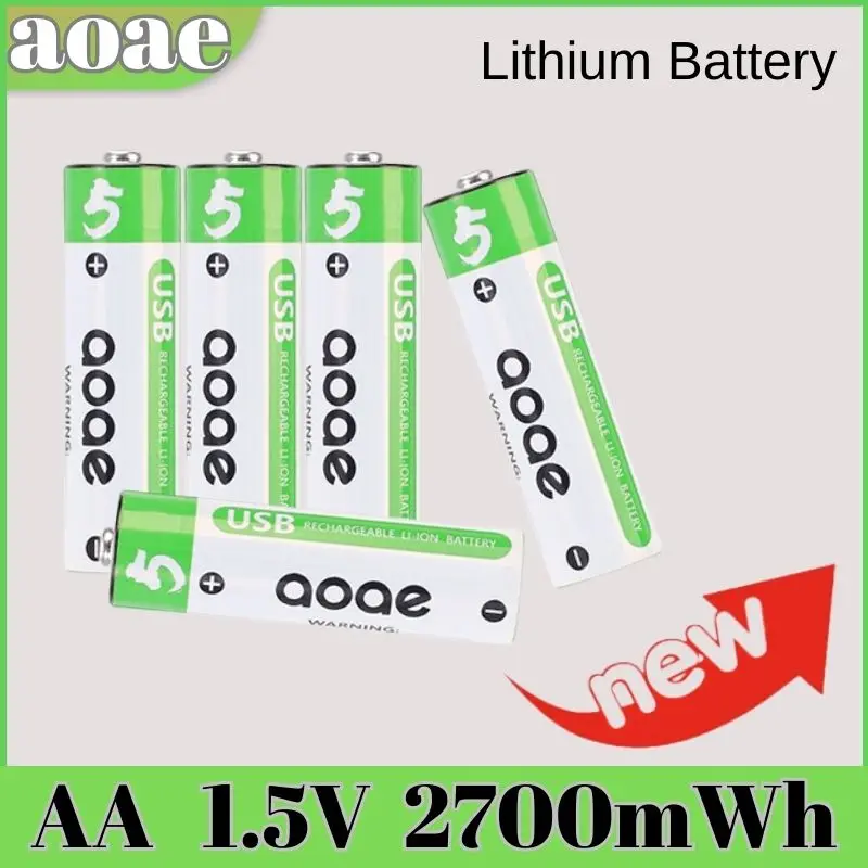 

1.5V Li-ion AA Rechargeable Battery 2700mWh Micro USB Charging AA Lithium Battery AA 2A Cell For MP3 Player Thermomete