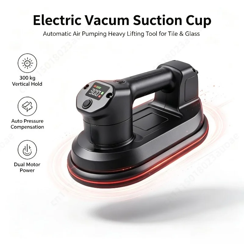 Electric Suction Cup with Dual Motors Auto Air Supplement, Strong Lifter for Rough Glass Large Tile Moving Handling