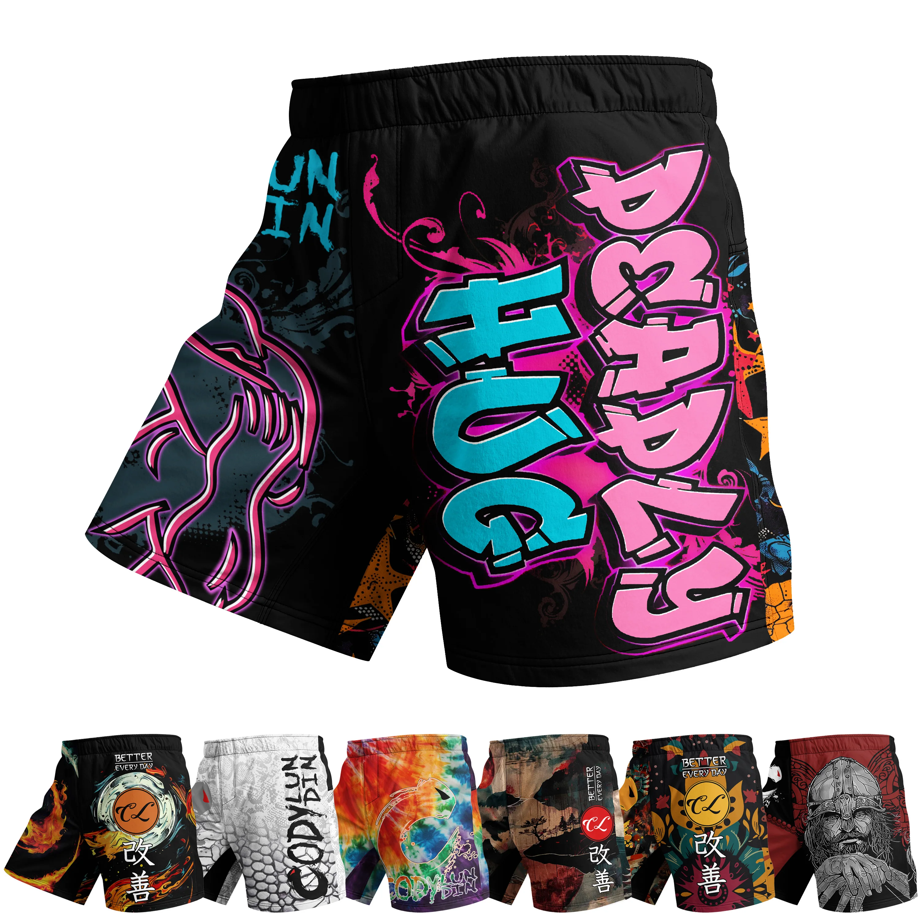 Cody Lundin Silicon Banding Men's Black Blue Boxing Shorts Breathable Quick Dry Fitness Muay Thai MMA Boxing Fighting Shorts