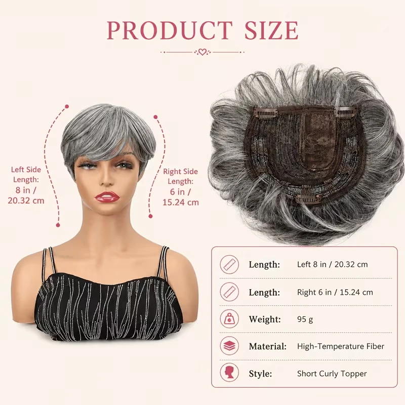 6Inch Synthetic Short Straight Roll Topper Replacement Block Fashionable Increase Volume Fiber Hair Suitable for Women Daily Use