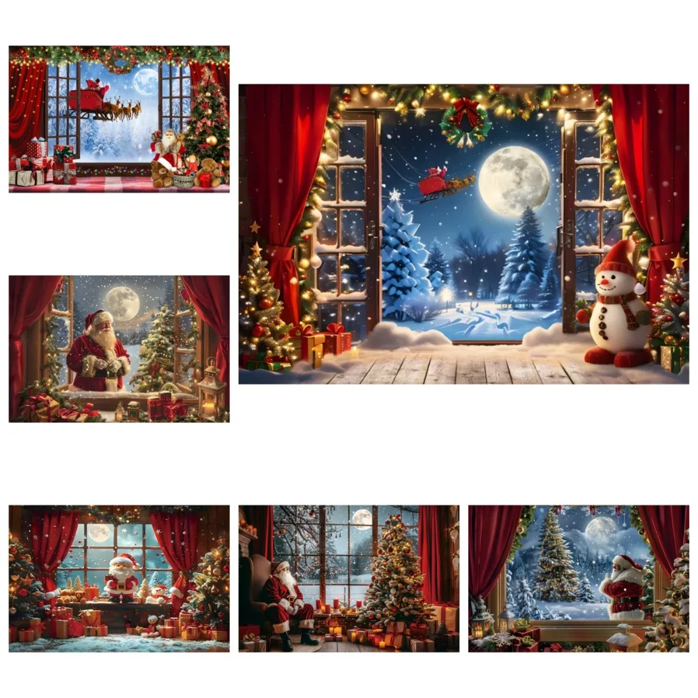 Winter Christmas Snowman Christmas Tree Theme Banner Decoration Background, Christmas Day Party Decoration Photography Backdrop