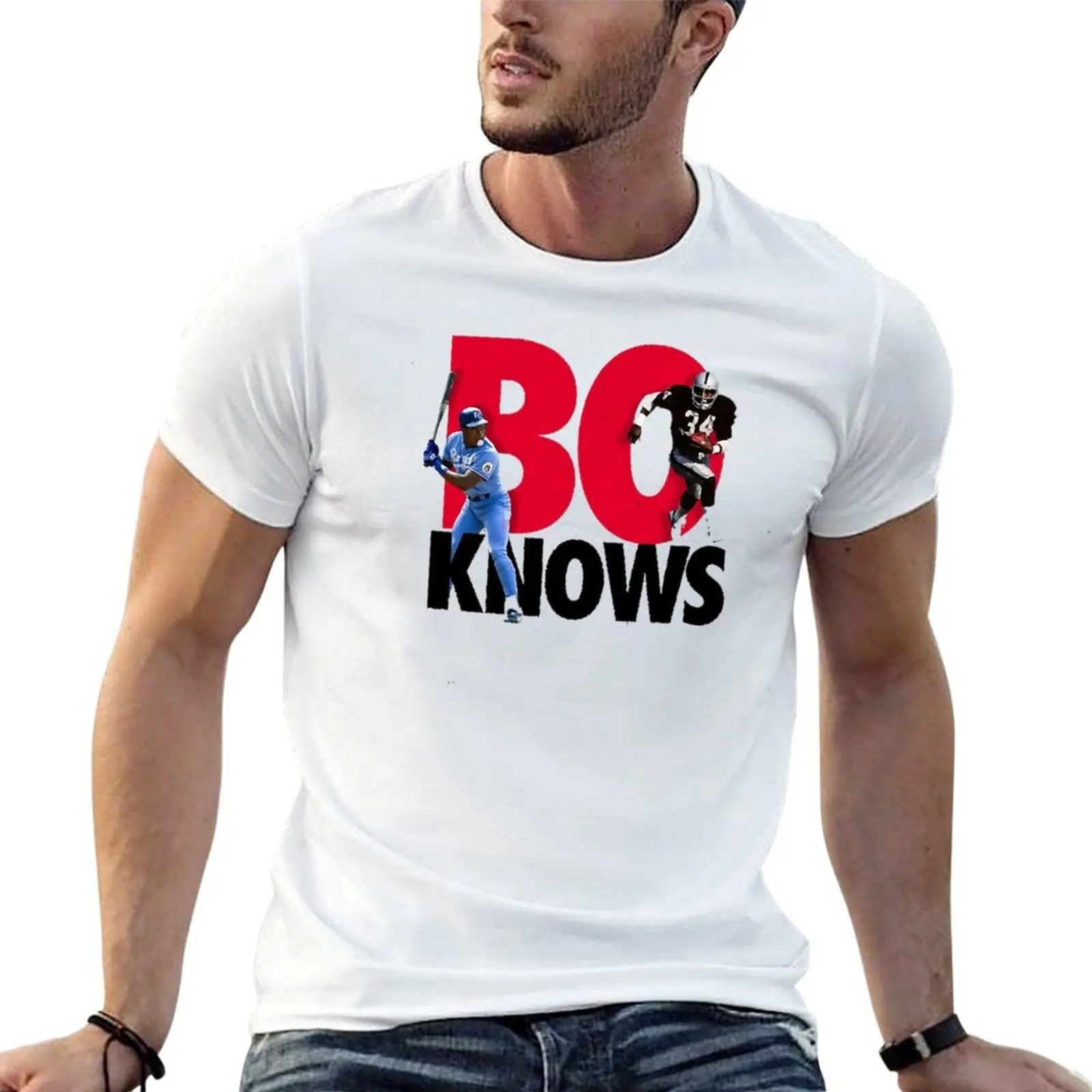 Bo Knows Jackson T-Shirt T-shirt en coton à manches courtes, décontracté et à la mode