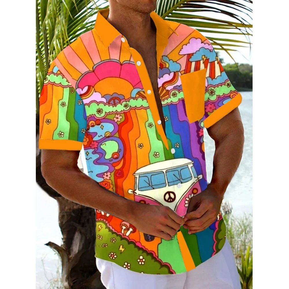 Camisa hawaiana informal para hombre, camisa de manga corta con estampado 3d, ropa transpirable, Verano