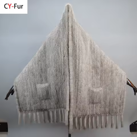 Hot Sale Women Winter Knitted Real Mink Fur Scarf Shawl Natural Warm Mink Fur Pashmina Lady Long Style 100% Genuine Fur Scarves