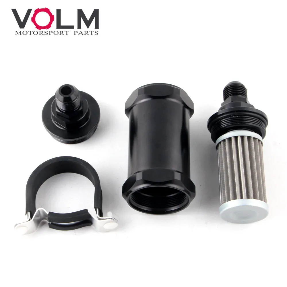 BLACK AN6 8 10 Inline Fuel Filter E85 Ethanol With 100 Micron Stainless steel elementand FF07