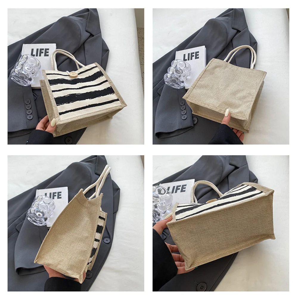 Linen Bag Handbag For Women Shopping Tote Bag Fashion Designer Bag Convenient Large Capacity For Travel Grocery Bag