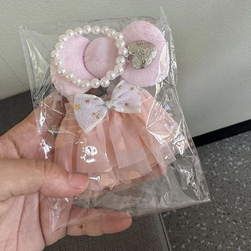 15/17cm labubu ídolo boneca bonito sentado festa tweed tule saia conjunto para gen1 2 3 labubu acessórios de roupas