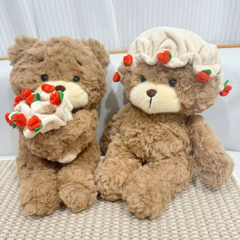 

Valentines Day Teddy Bear Plush Toy with Rose Bouquet Soft Stuffed Bear Doll Perfect Birthday Christmas Gift for Girlfriend Wife