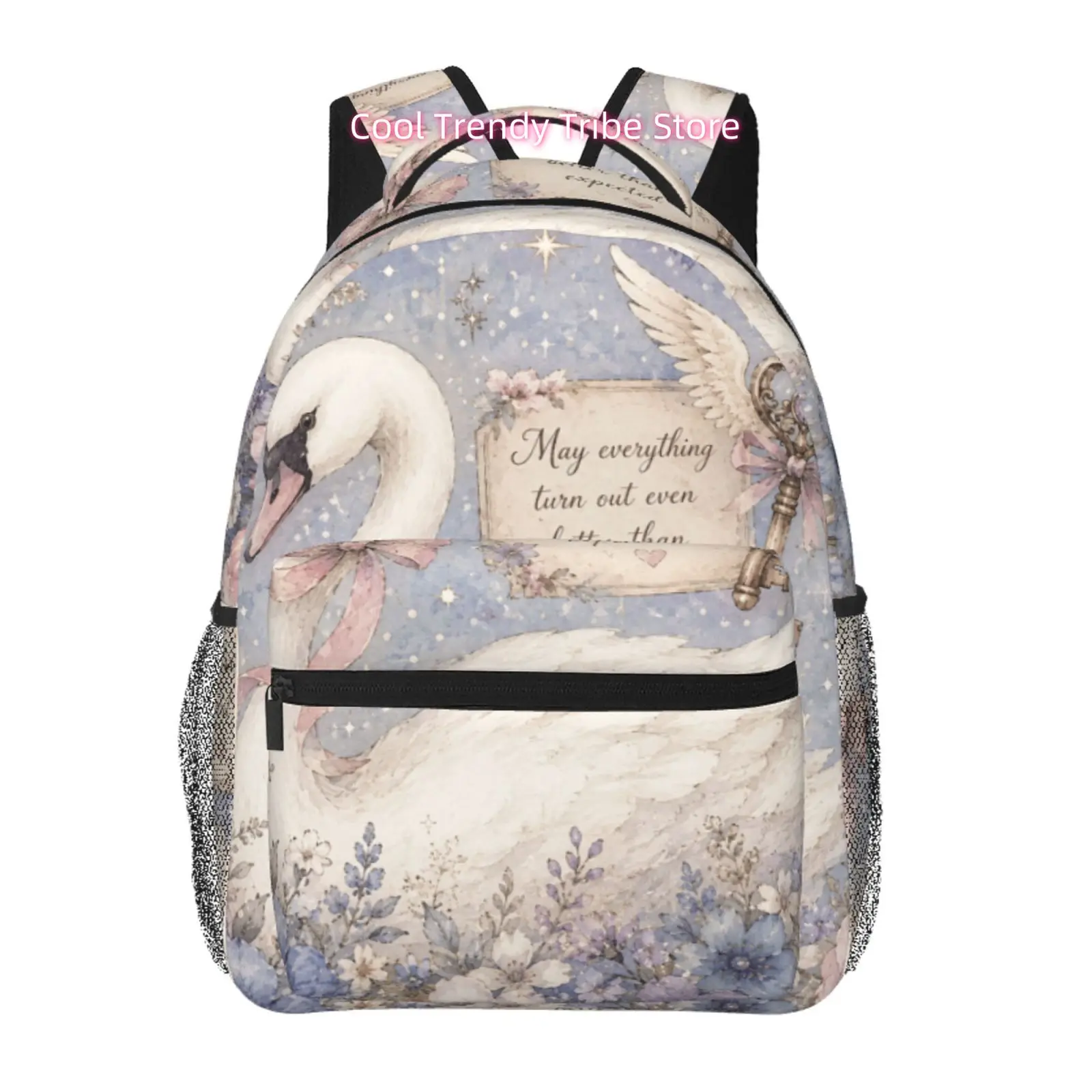 Watercolor Swan Inspirational Print Travel Hiking Backpacks, Comfortable And Lightweight, Suitable for Beach Yoga Travel