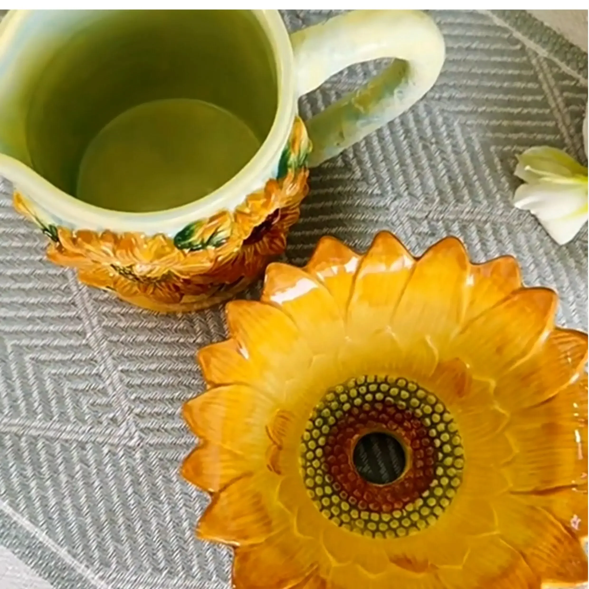 Ceramic cup sunflower creative personality trend literary oil painting style hand pour coffee filter cup