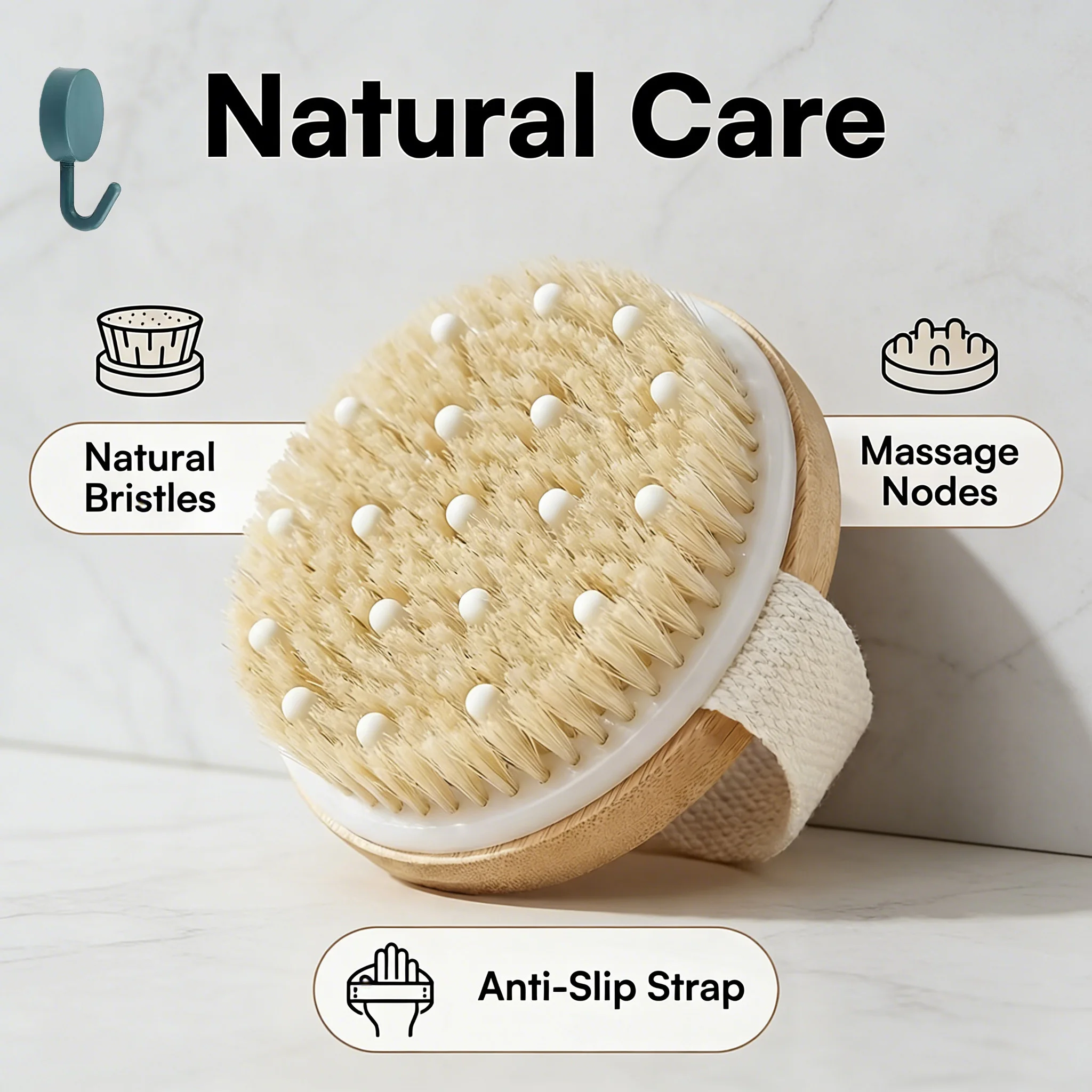 2/1 piece set of handheld wooden body brushes, ergonomically designed for dry skin, natural bristle exfoliating brush, wear-resistant, promotes blood circulation, healthy massage handheld brush tool, suitable as a gift