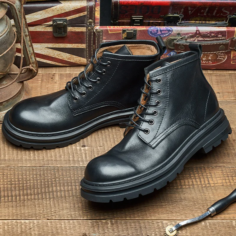 O.Z.TESHI-Botas de senderismo para hombre, zapatos de cuero de vaca para deportes al aire libre, nieve, escalada, montaña, caza, caminar, zapatillas
