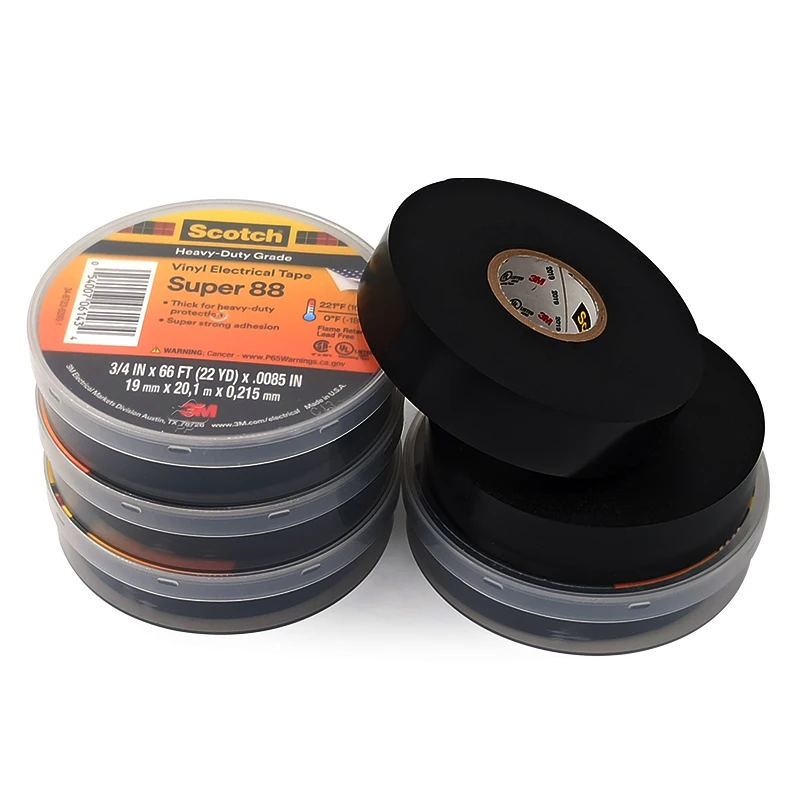 

Scotch Professional Grade Electrical Tape Super 88 Vinyl Insulation Tape with Rubber-resin Adhesive and PVC Backing 19MM*20.1M