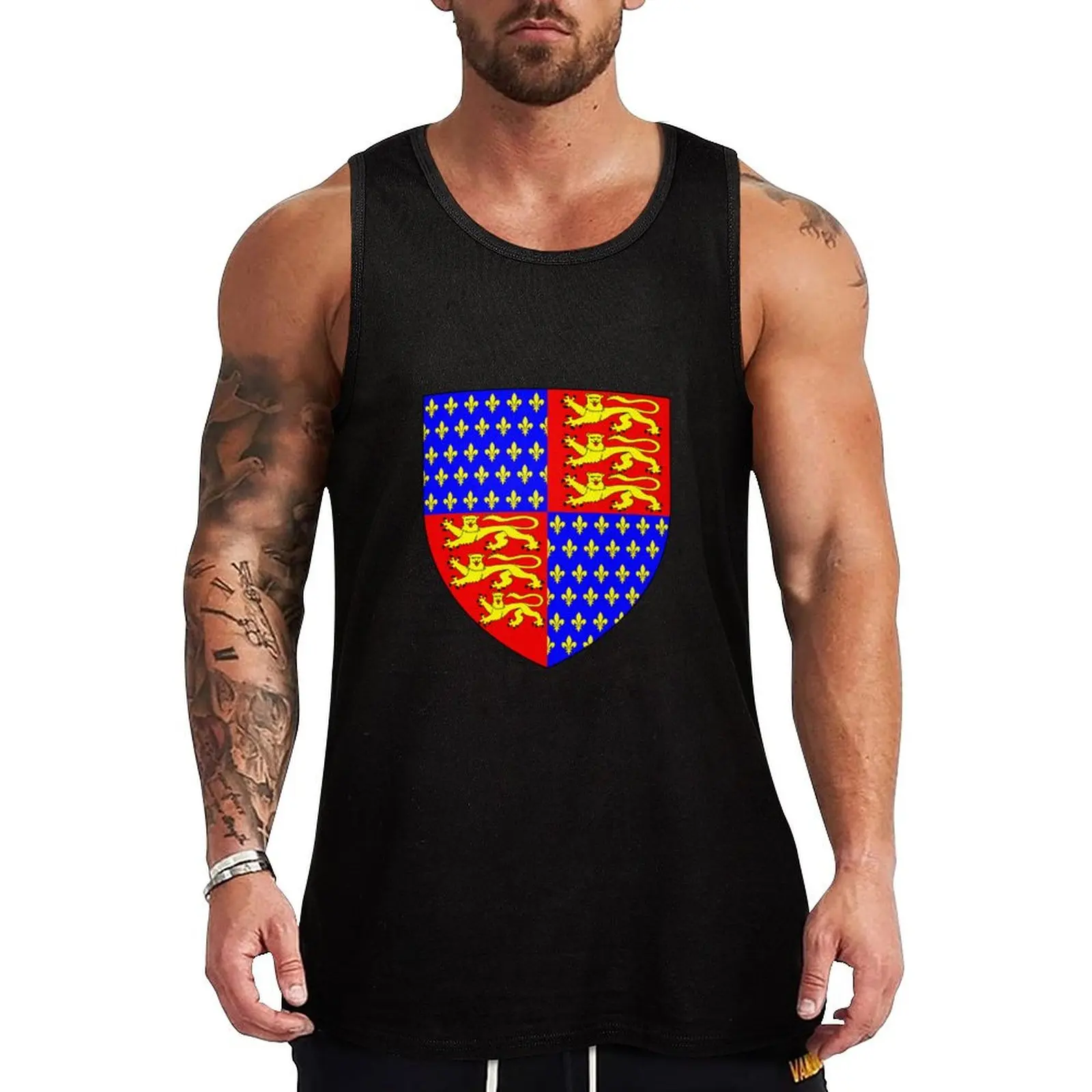 England's Coat of Arms circa 1340 Tank Top gym clothing Men's gym articles Bodybuilding shirt sports clothes for men