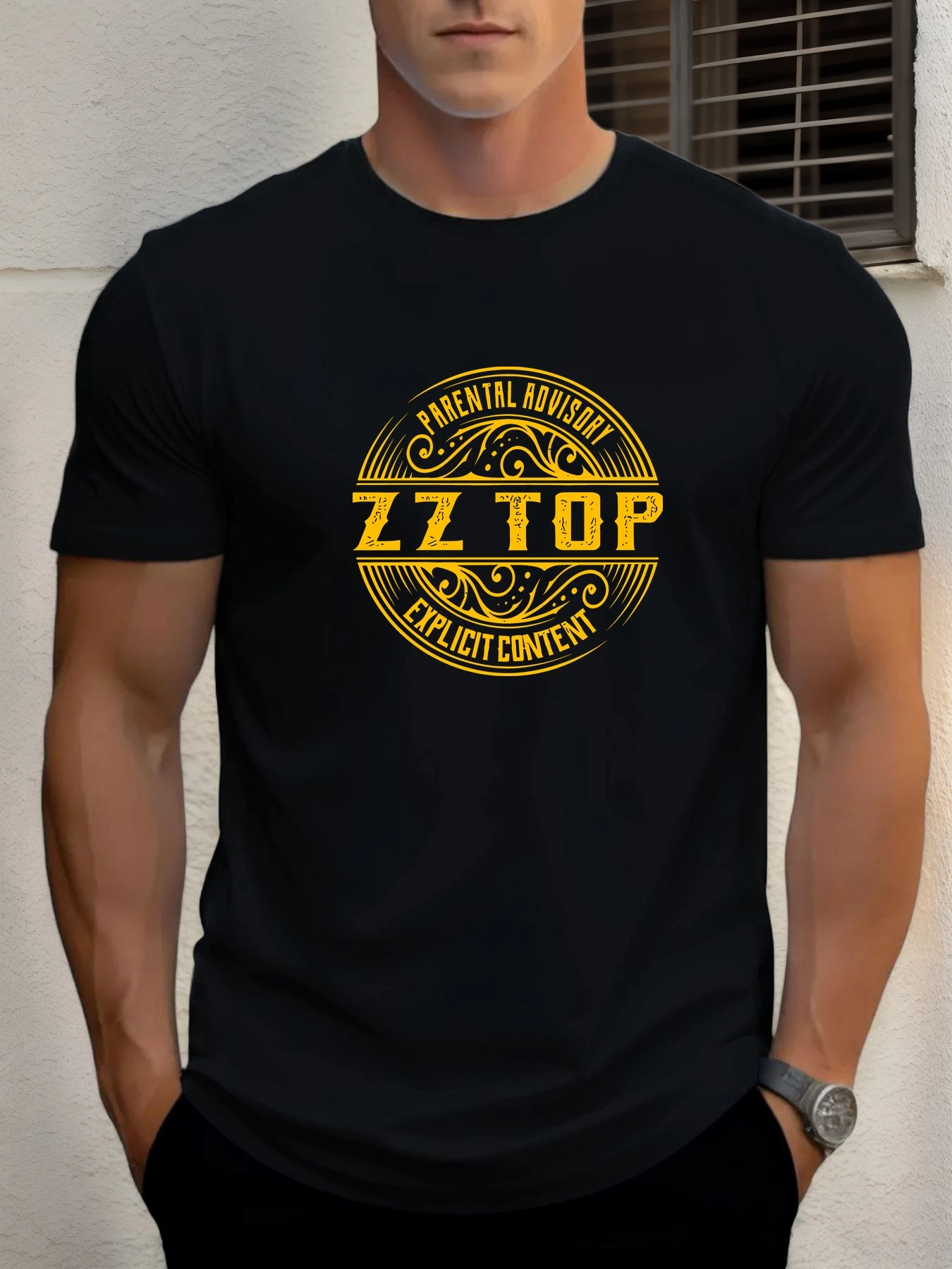 

Men's cotton T-shirt, summer round neck short sleeves, ZZ TOP printed breathable street clothing fashion cool T-shirt